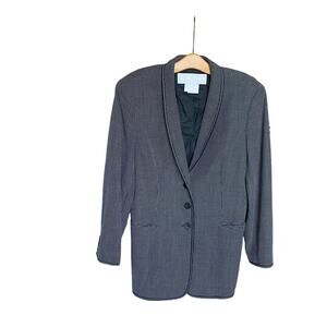Vintage Escada Margaretha Ley Wool Silk Blazer Black white dot Made in Italy 42